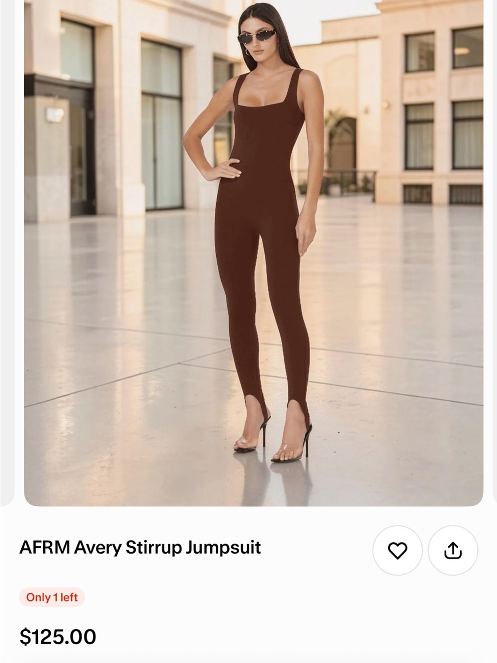 AFRM Avery Stirrup Jumpsuit in Deep Brown